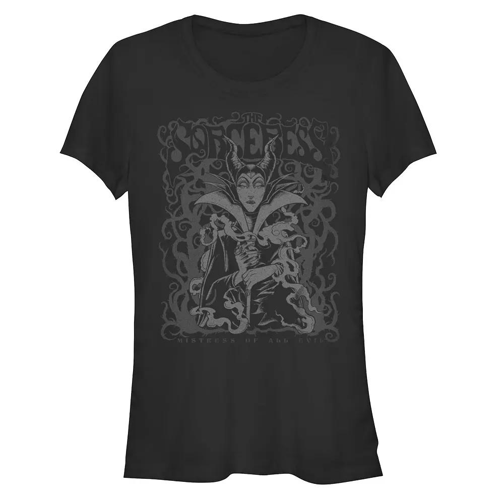 Disney Villains Sleeping Beauty Maleficent Mistress Of Evil Poster Juniors' Fitted Graphic Tee, Girl's,  Product Image