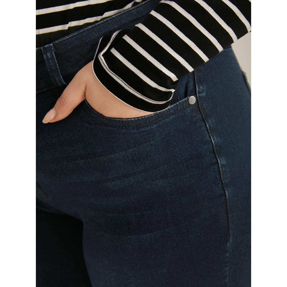 Plus Size Mom Jeans High Rise Skinny Jeans Women Indigo Casual Plain Plain High stretch Pocket Jeans BloomChic 22/3X Product Image