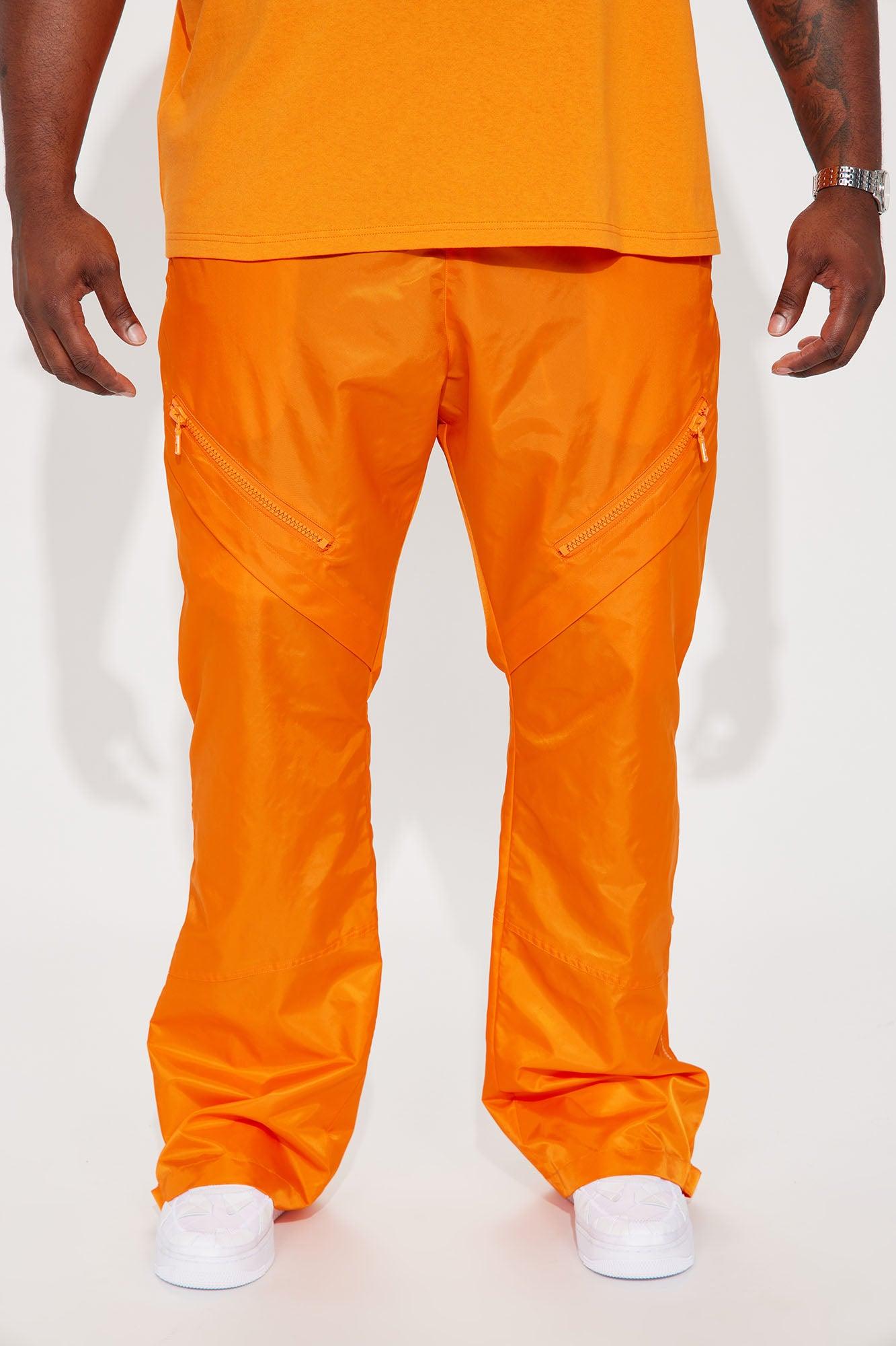 Play The Track Stacked Slim Flare Nylon Pants - Orange Product Image