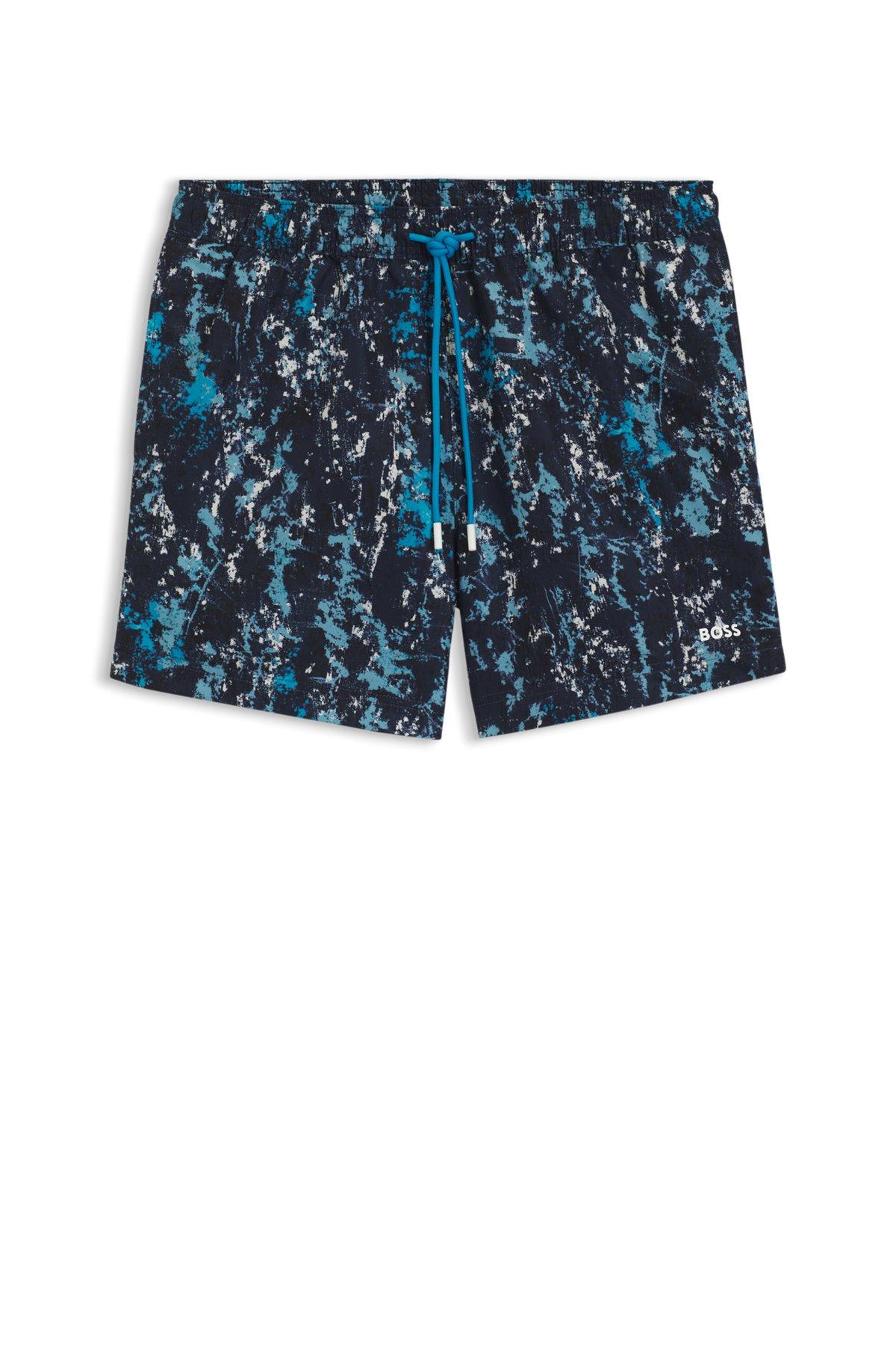 BOSS - Printed swim shorts with logo detail - Turquoise Product Image