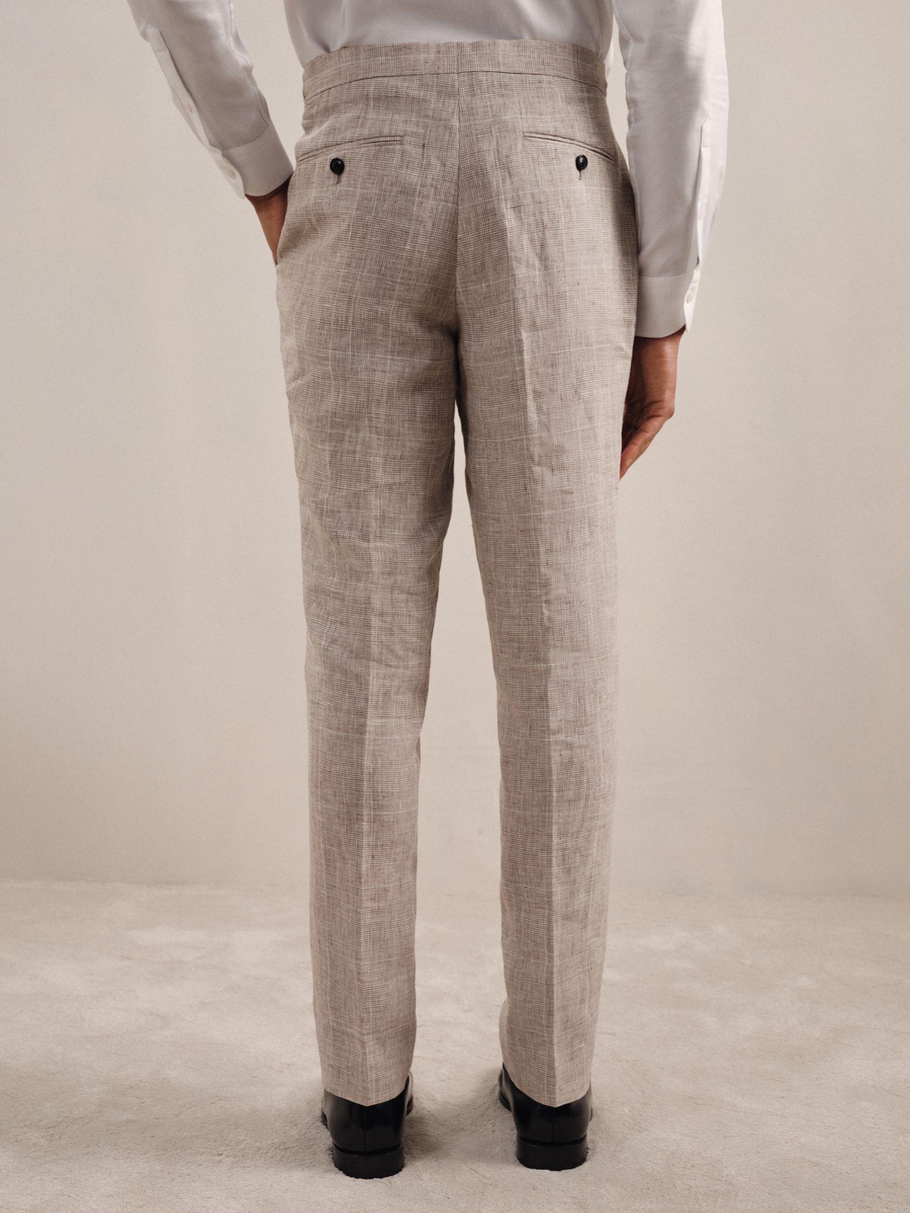 Linen Check Slim-Fit Suit Trousers in Oatmeal Product Image