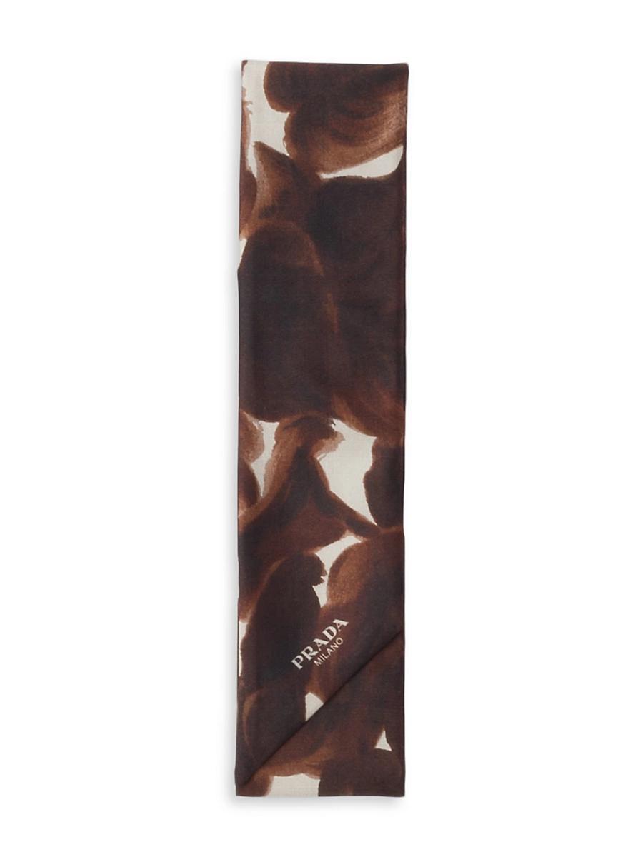 Womens Printed Silk Shantung Skinny Scarf Product Image