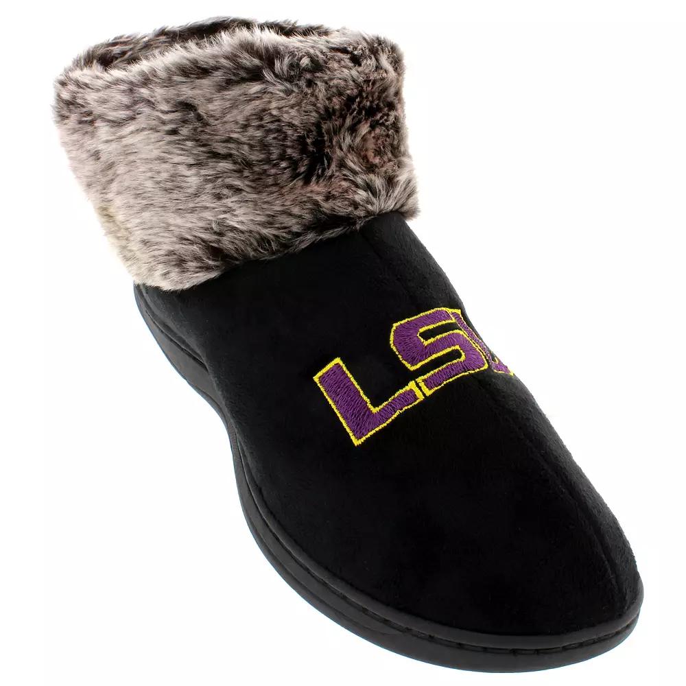 LSU Tigers Women's Faux-Fur Slippers, Size: Large, Black Product Image