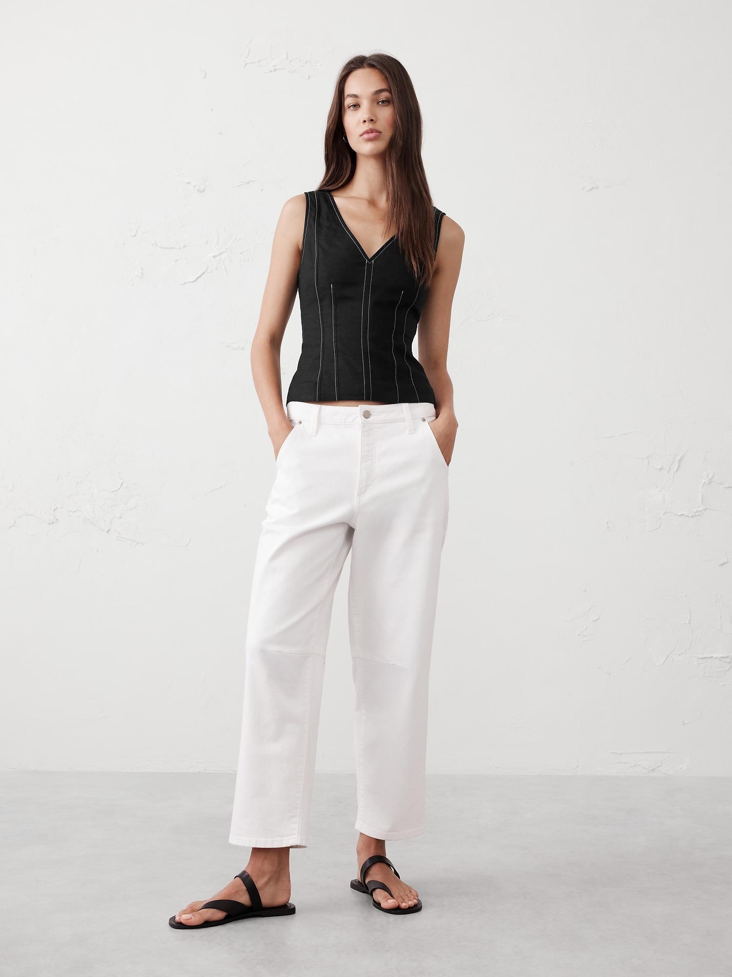 Linen-Blend Corset Top Product Image