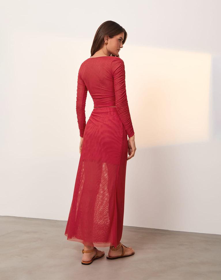 Mira Long Sleeve Top - Red Poppy Product Image