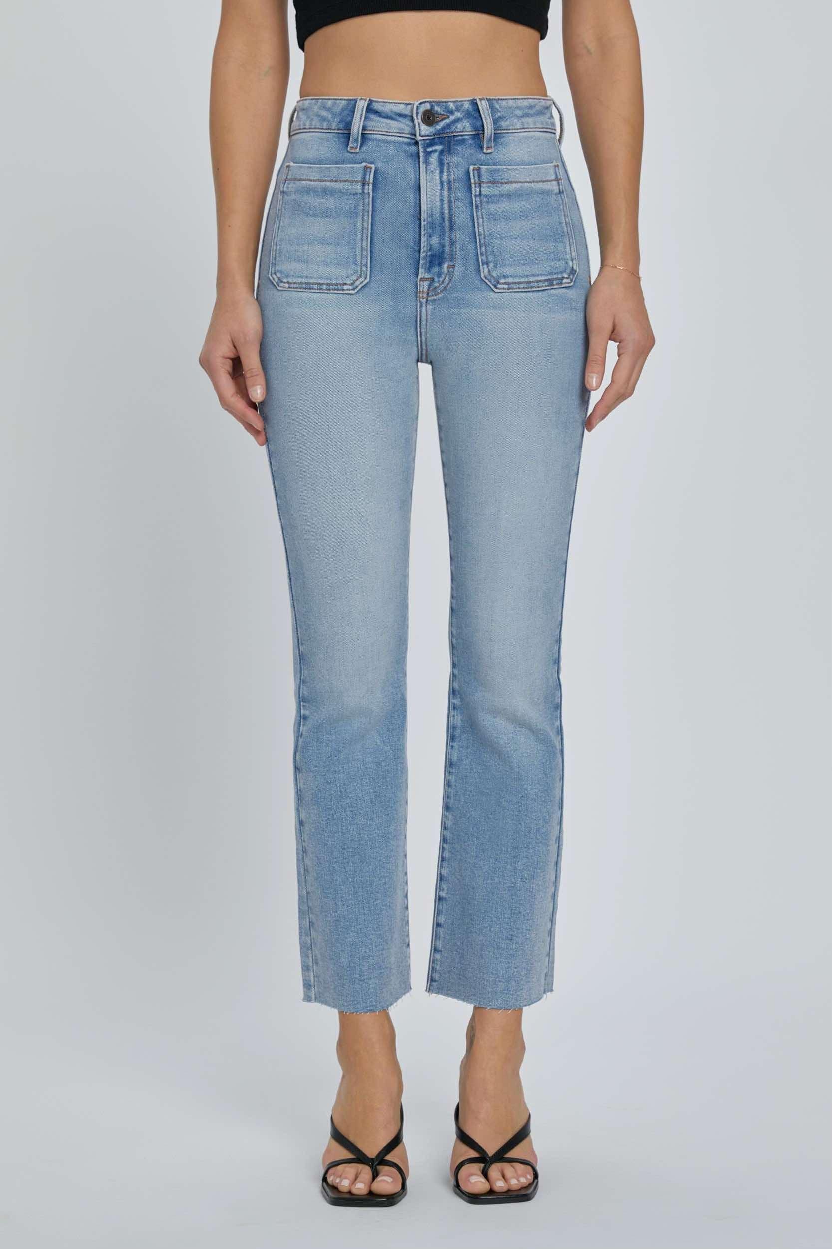 Patch Pocket  High Rise Cropped Flare Jean Product Image