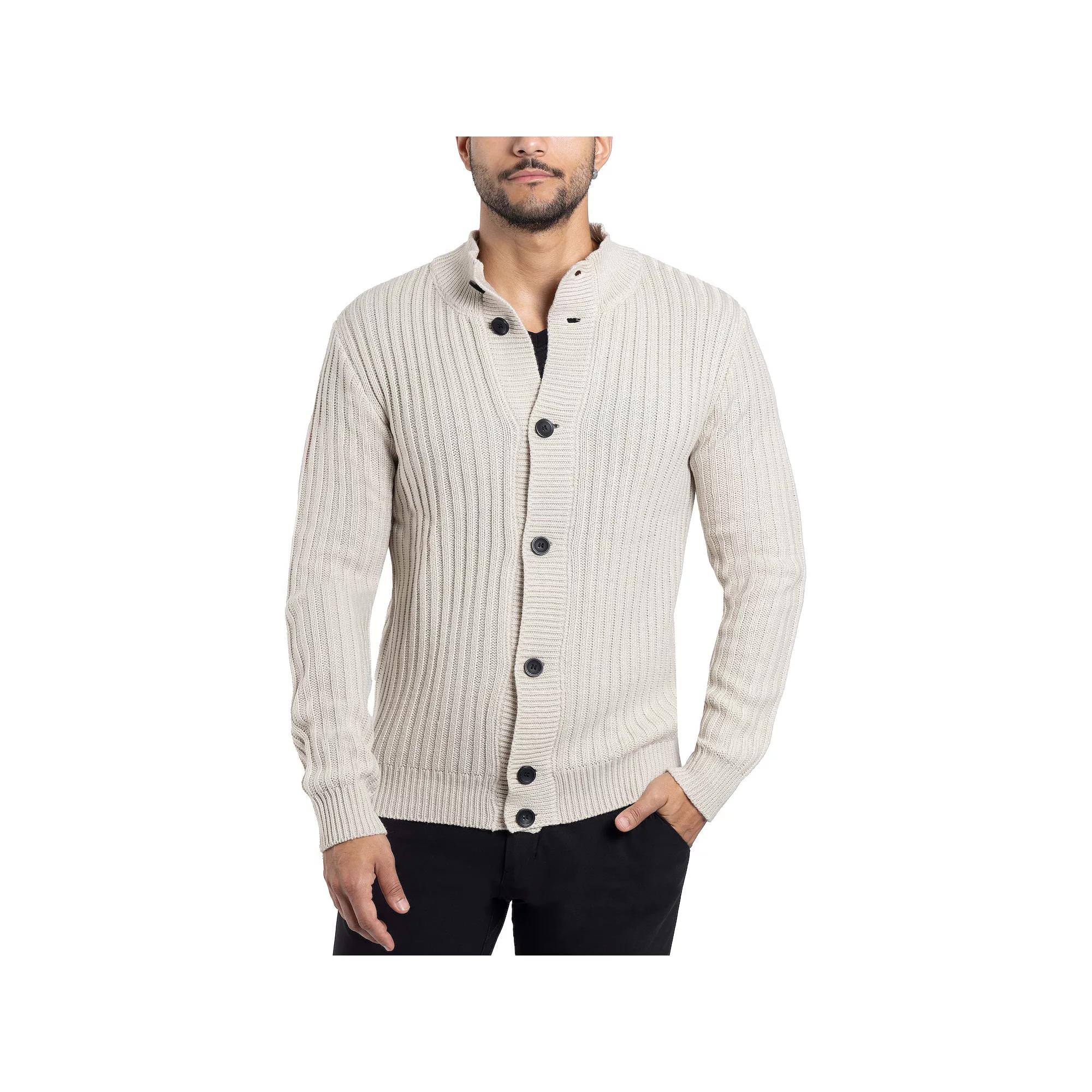 Men's Xray Stand-Collar Cardigan Sweater, Size: 3XL, Silver Grey Product Image