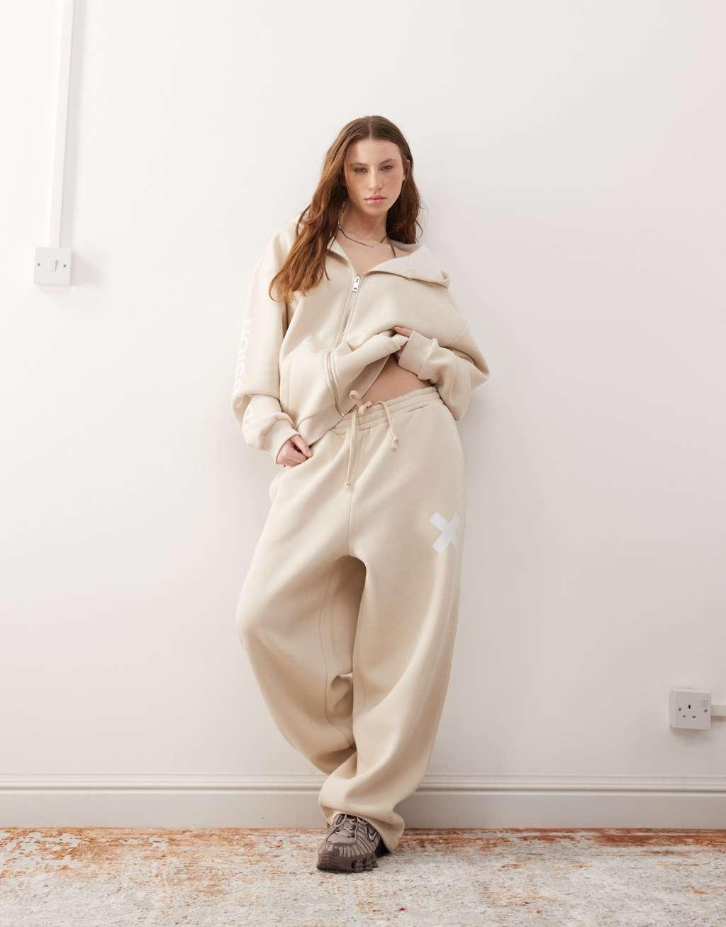 COLLUSION relaxed sweatpants in oatmeal heather - part of a set Product Image