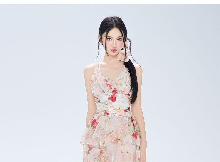 Spaghetti Strap Floral Print Swim Dress Product Image