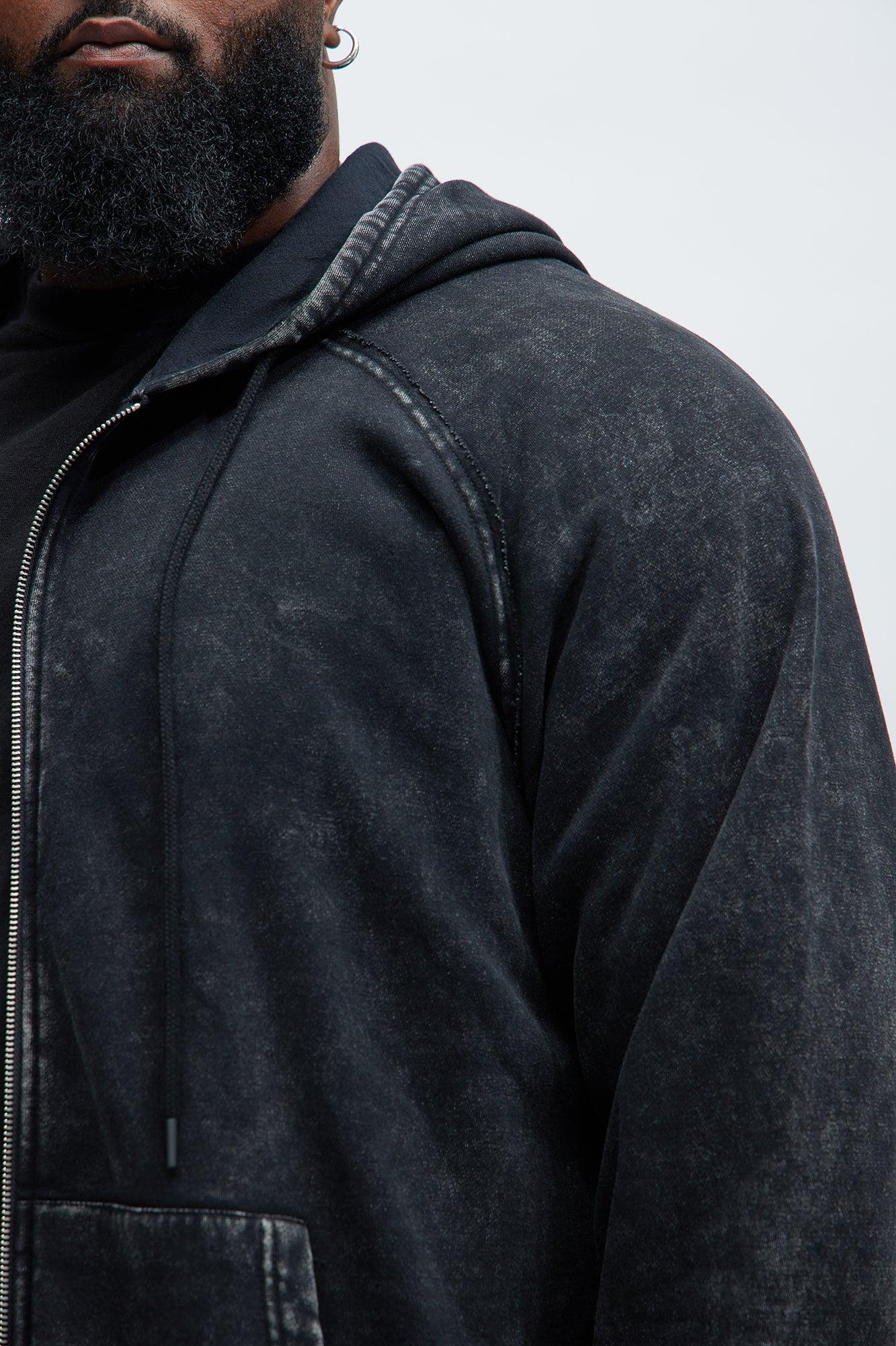 Tyson Oversized Frayed Seams Hoodie - Black Product Image