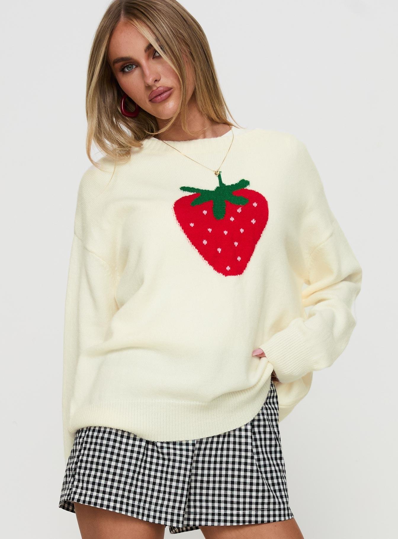 Living Is Easy Knit Sweater White Product Image