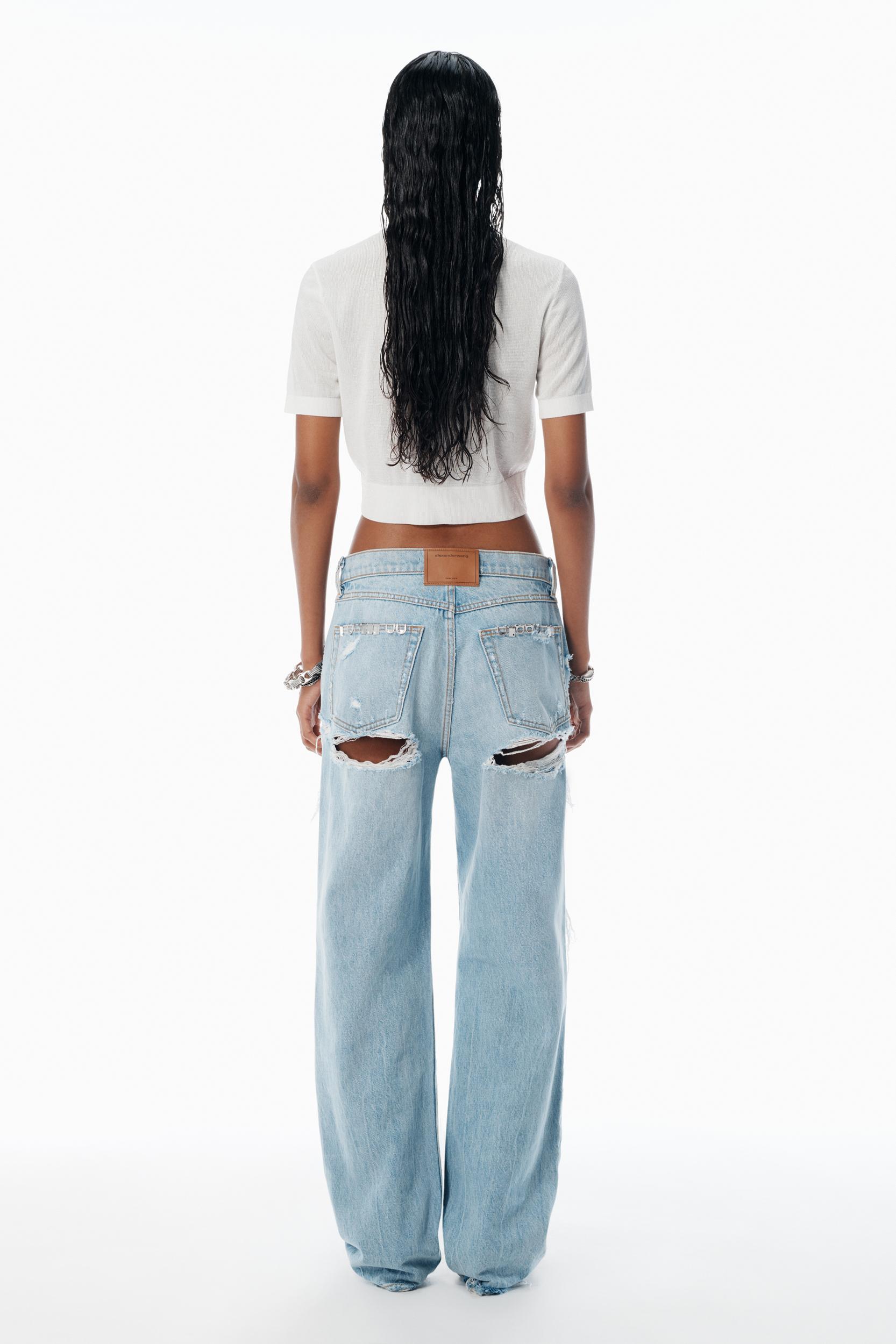 White Clear Bead Hotfix Crewneck Tee Product Image