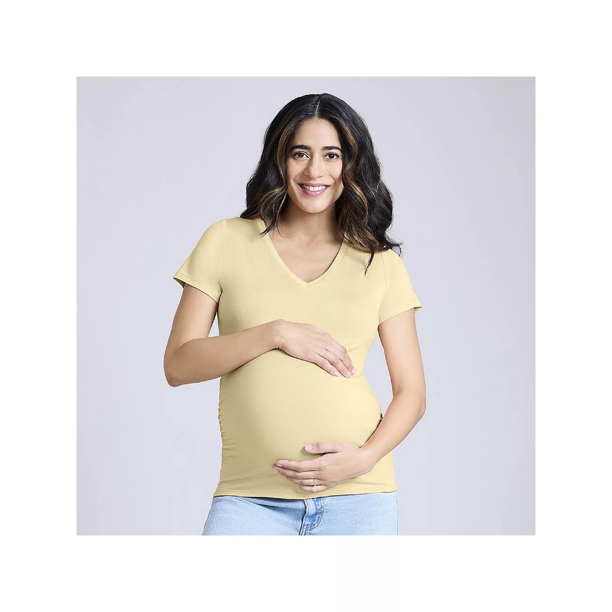 Maternity Motherhood® Side Ruched V-Neck Tee, Women's,  Product Image