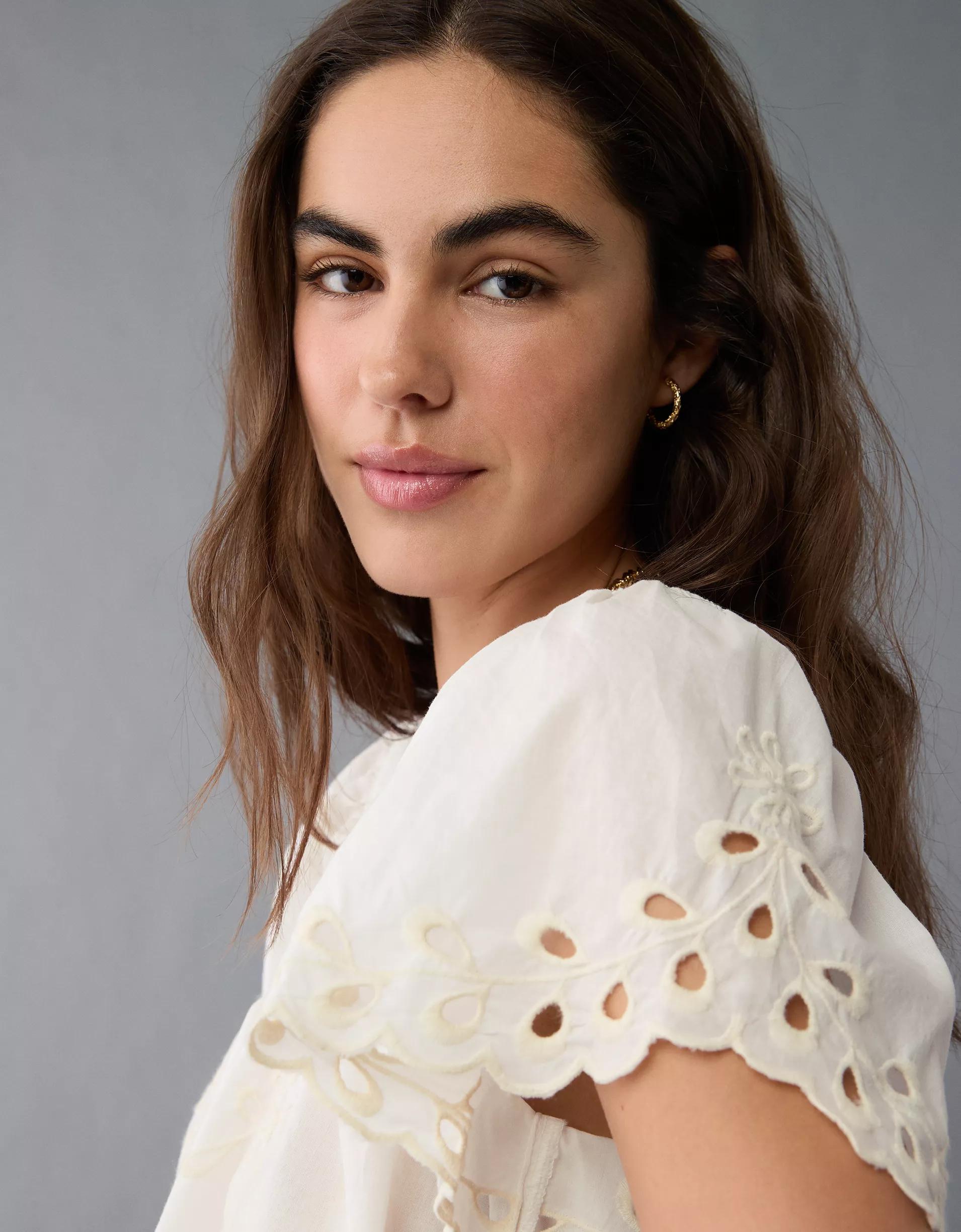 AE Tie Back Eyelet Crop Top Product Image