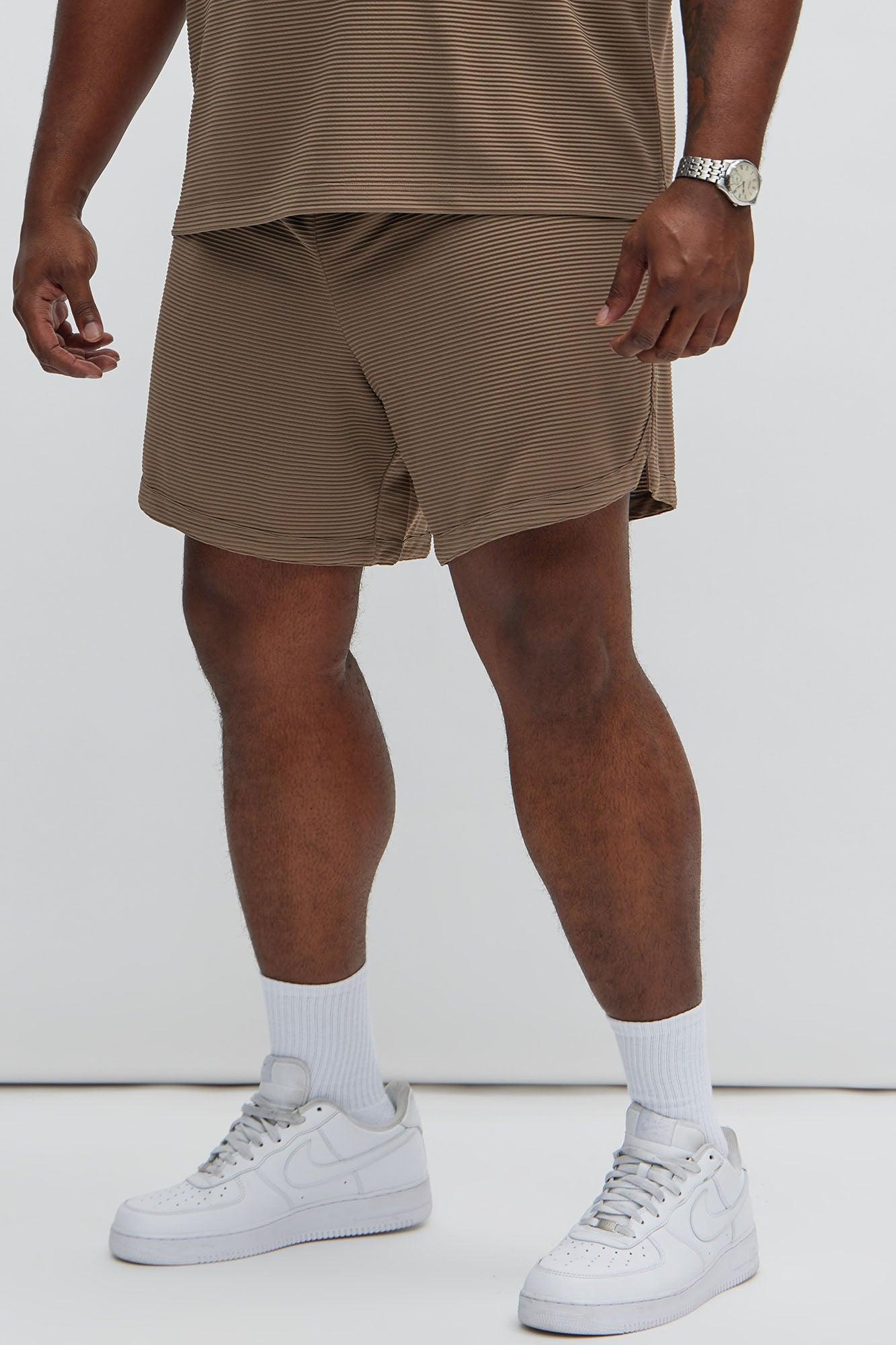 Zyler Textured Shorts - Taupe Product Image