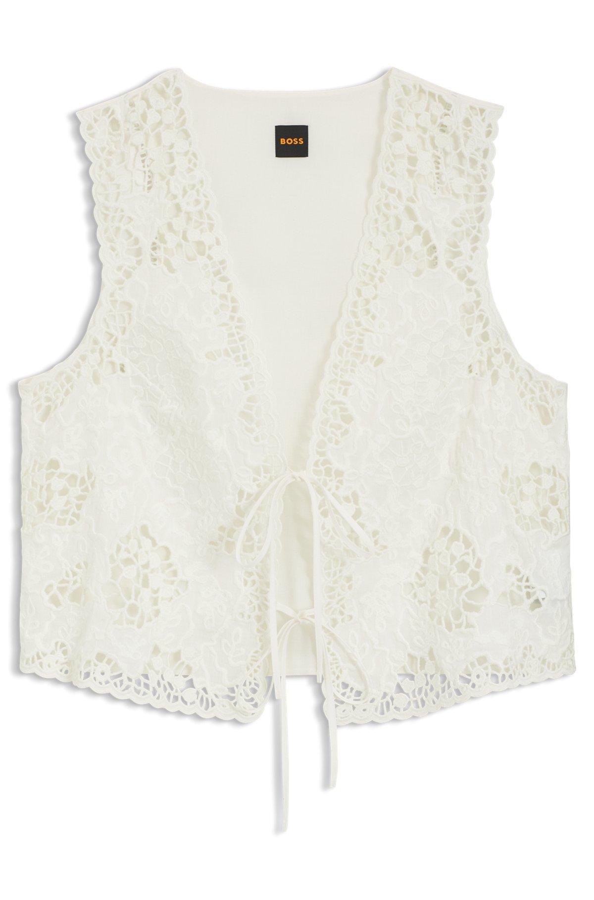 Embroidered waistcoat with tie closure Product Image