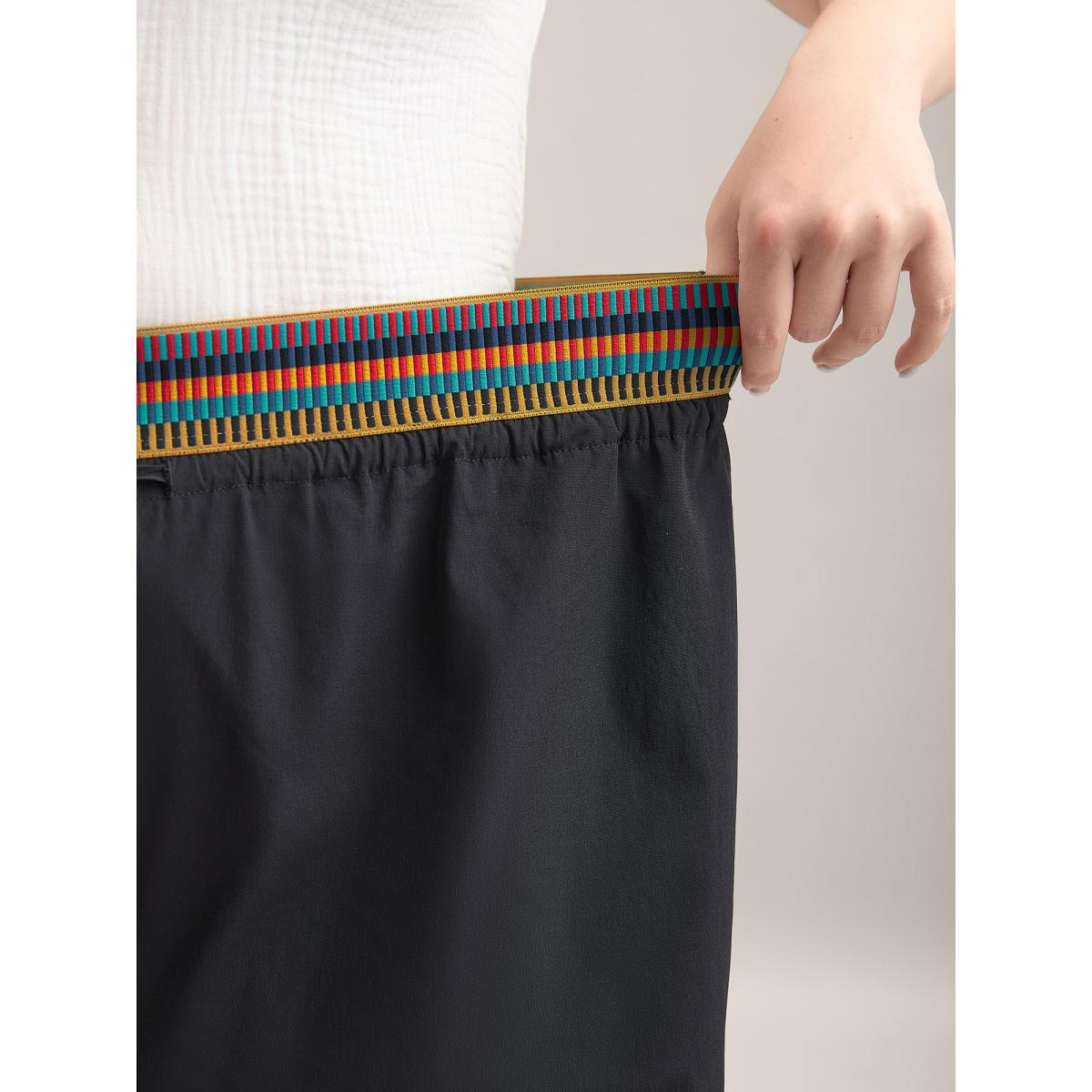 Plus Size Colorful Thread Waist Wide-Leg Shorts Women Black Casual Drawstring Wide Leg Casual Shorts BloomChic 10/M Product Image