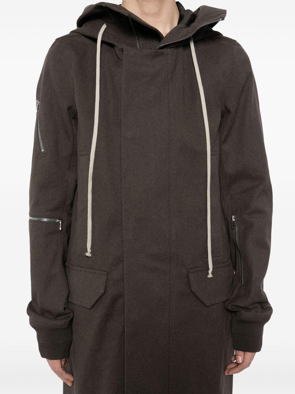 RICK OWENS Hooded Coat In Brown Product Image
