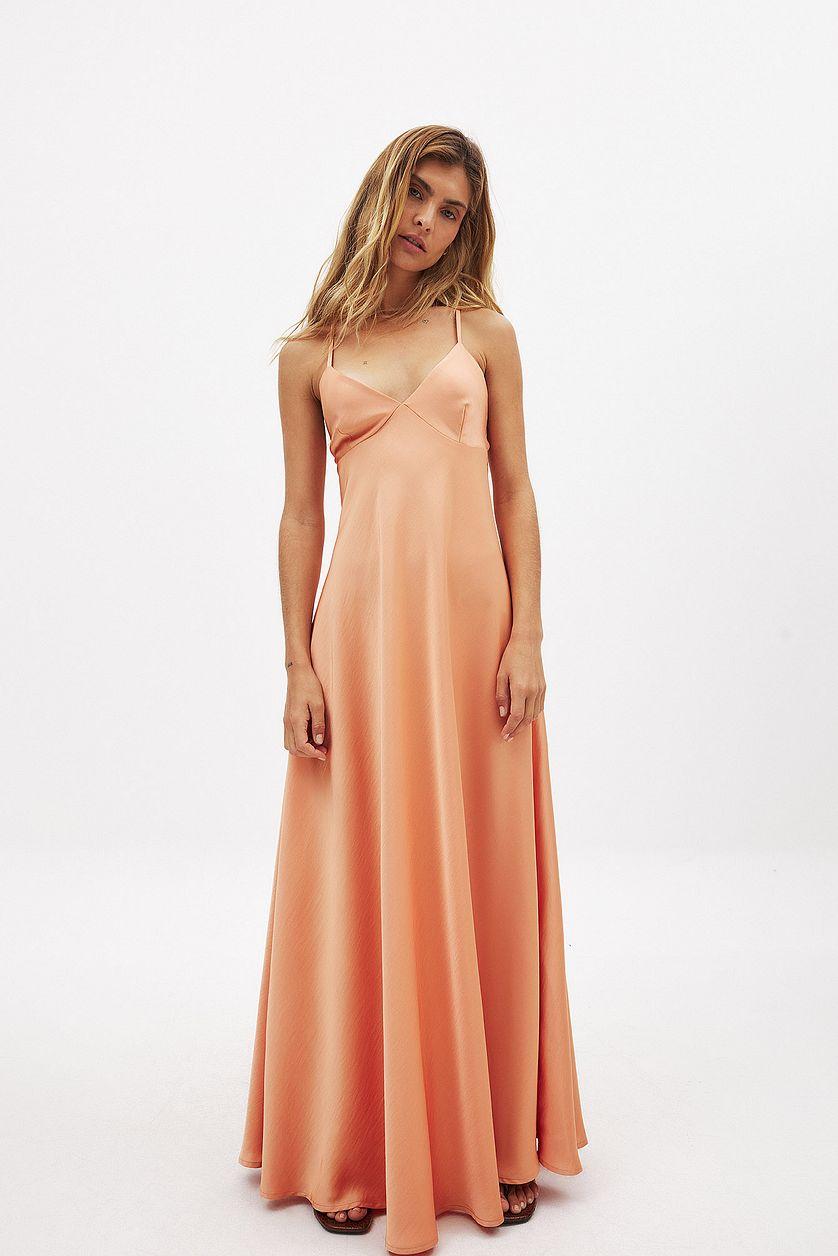 Satin Tie Back Volume Dress Product Image
