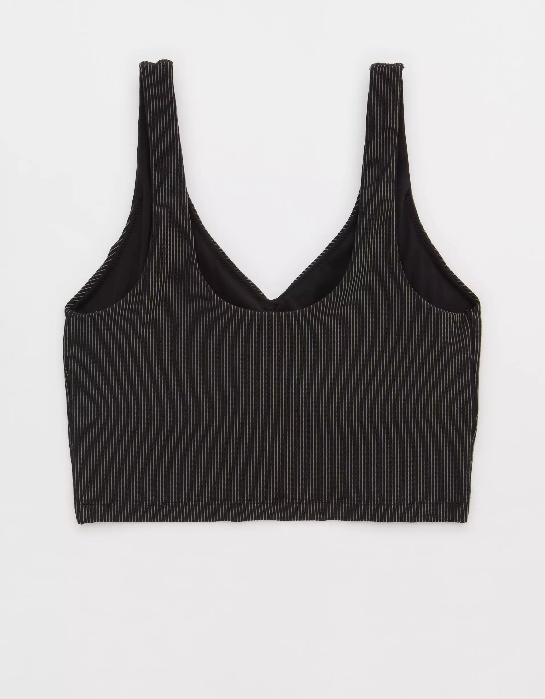 OFFLINE By Aerie Stripe Rib Ruched Low Key Sports Bra Product Image