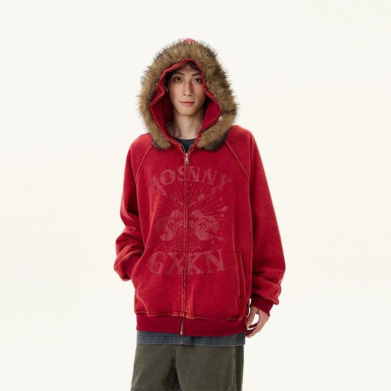 RT No. 11996 FUR GRAPHIC ZIP-UP HOODIE Product Image