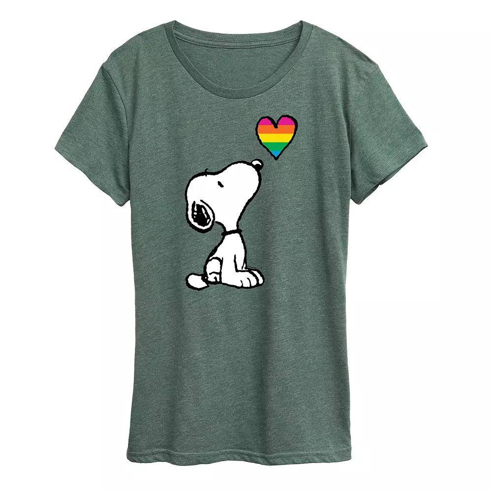 Women's Peanuts Snoopy Rainbow Heart Graphic Tee,  Product Image