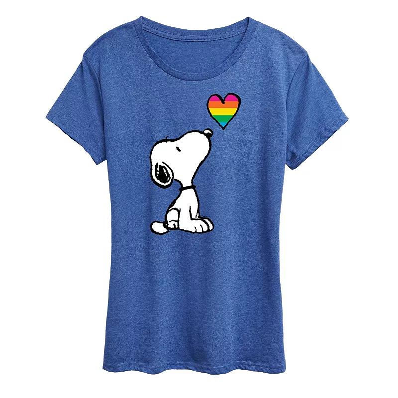 Women's Peanuts Snoopy Rainbow Heart Graphic Tee,  Product Image