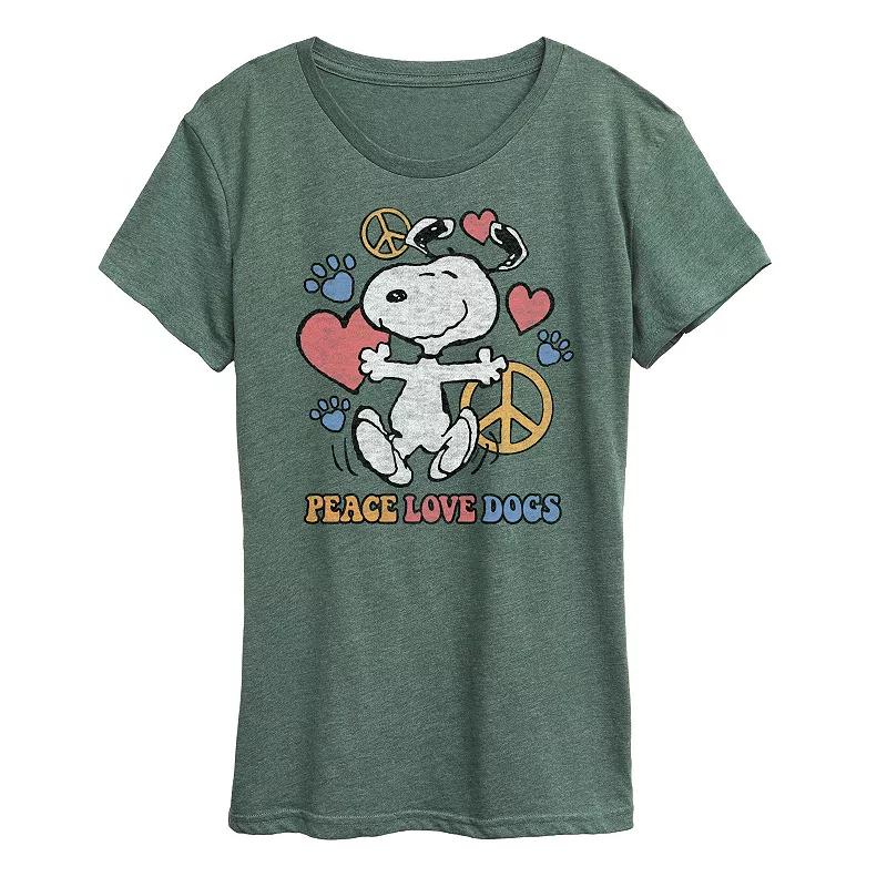 Women's Peanuts Snoopy Peace Love Dogs Graphic Tee,  Product Image