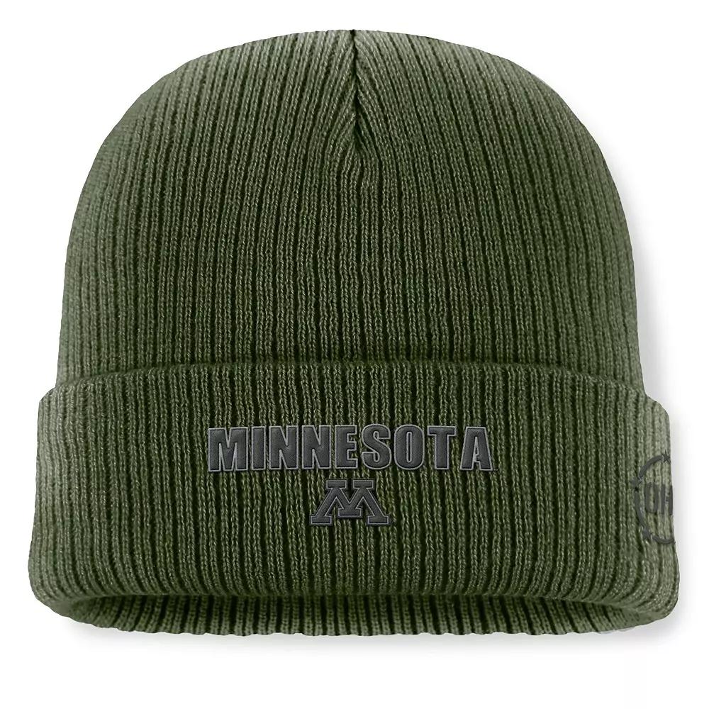 Men's Top of the World Green Minnesota Golden Gophers OHT Military Appreciation Badge Cuffed Knit Hat Product Image