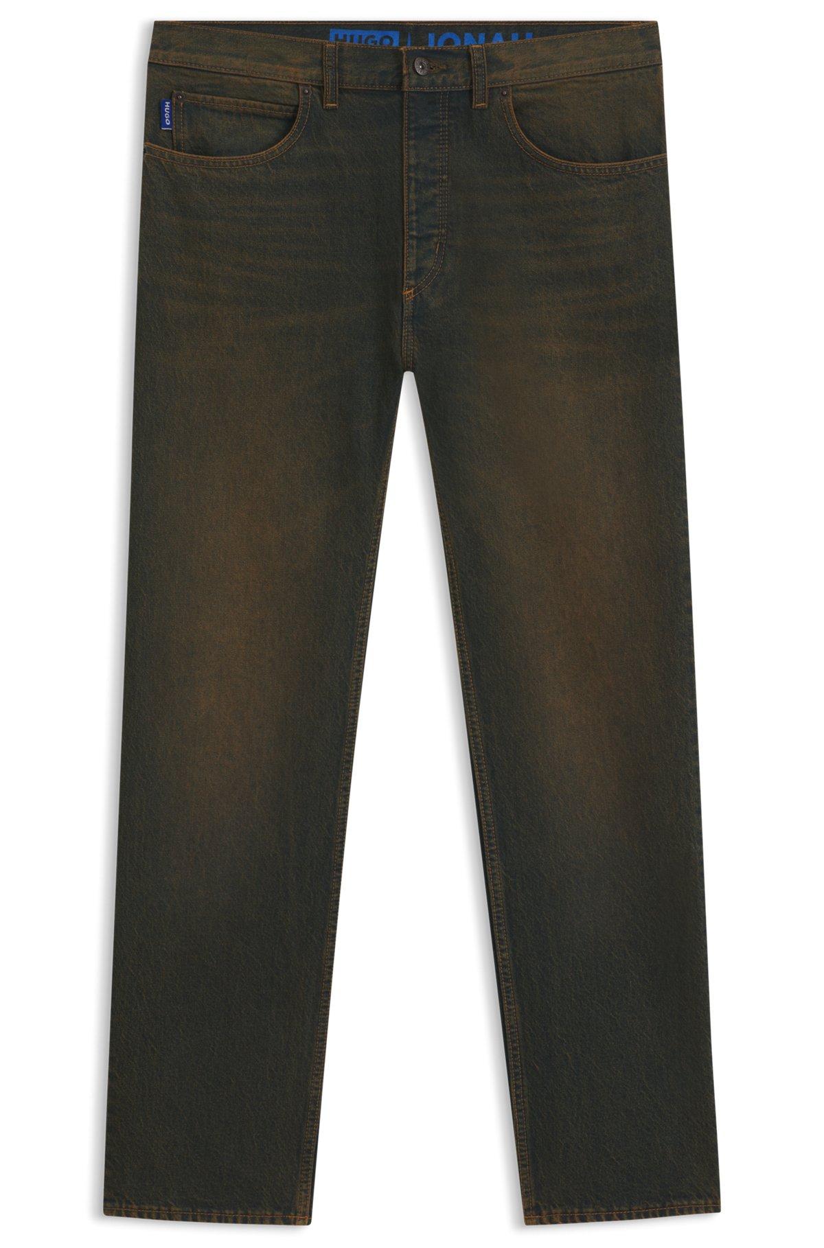 Regular-fit jeans in green-cast rigid denim Product Image