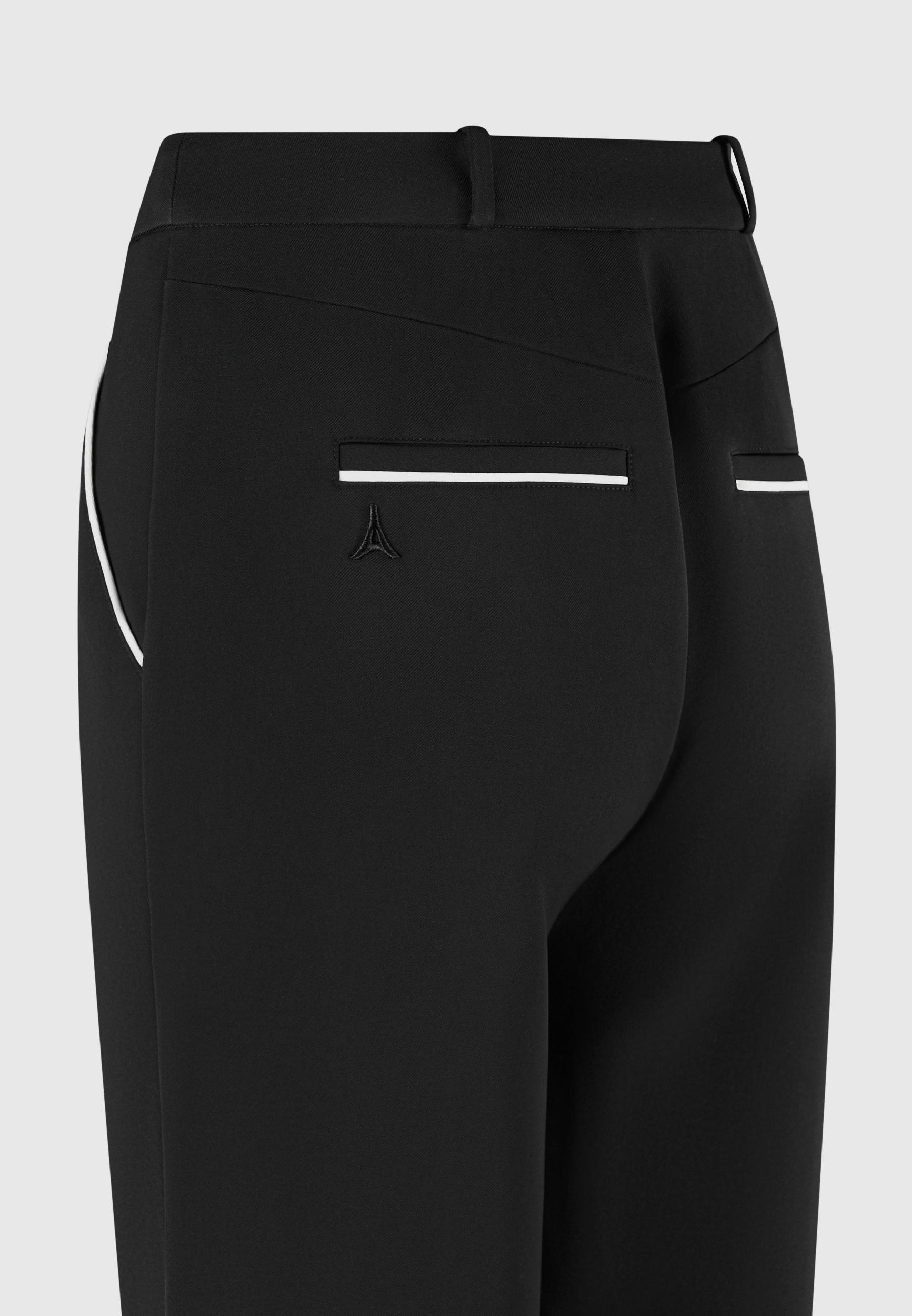 Mina - Contrast Piped Pleated Trousers - Black/White Female Product Image