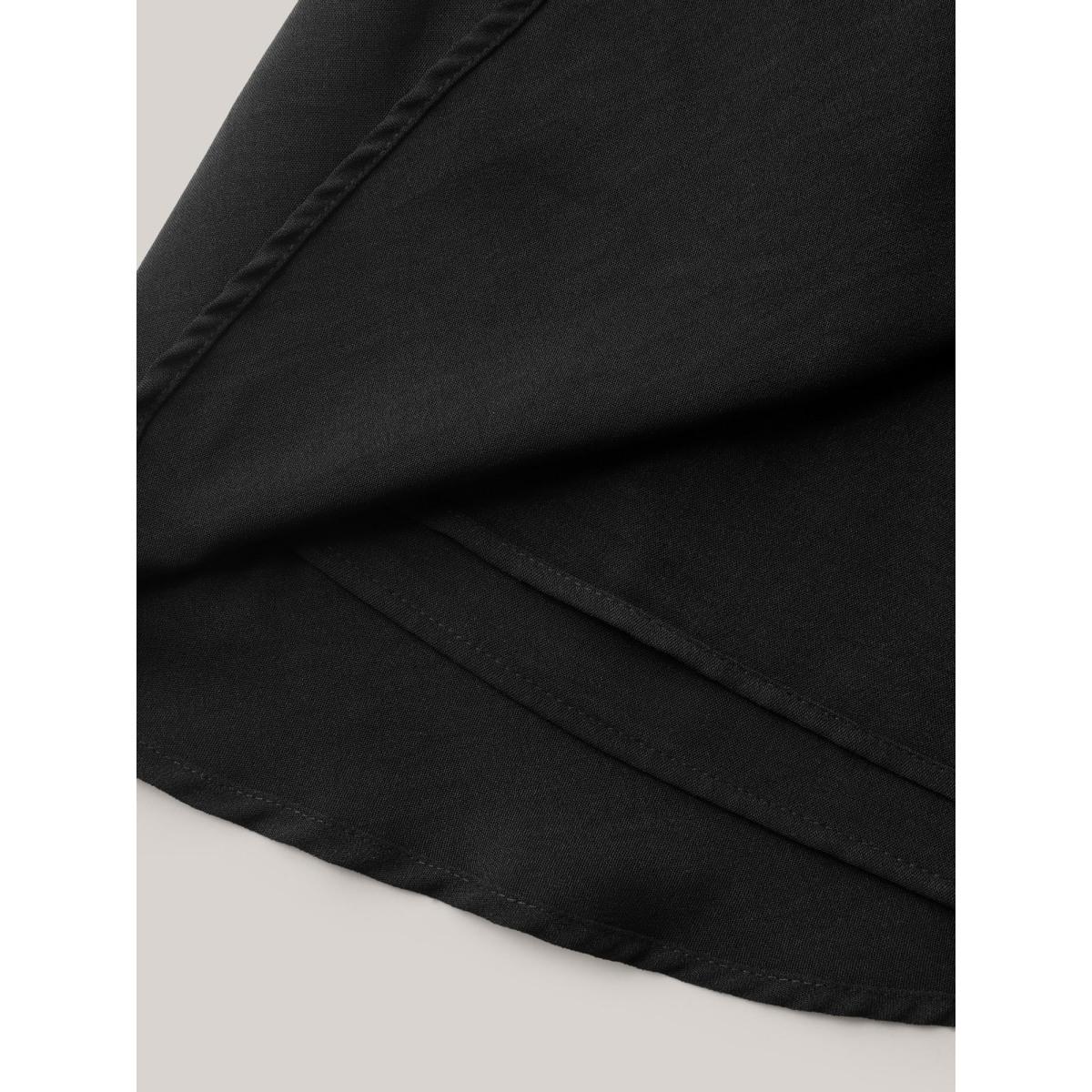 Plus Size Shirred Waist Pockets Flowy Mini Skirt Women Black Leisure No stretch Side seam pocket Casual Skirts BloomChic 12/L Product Image