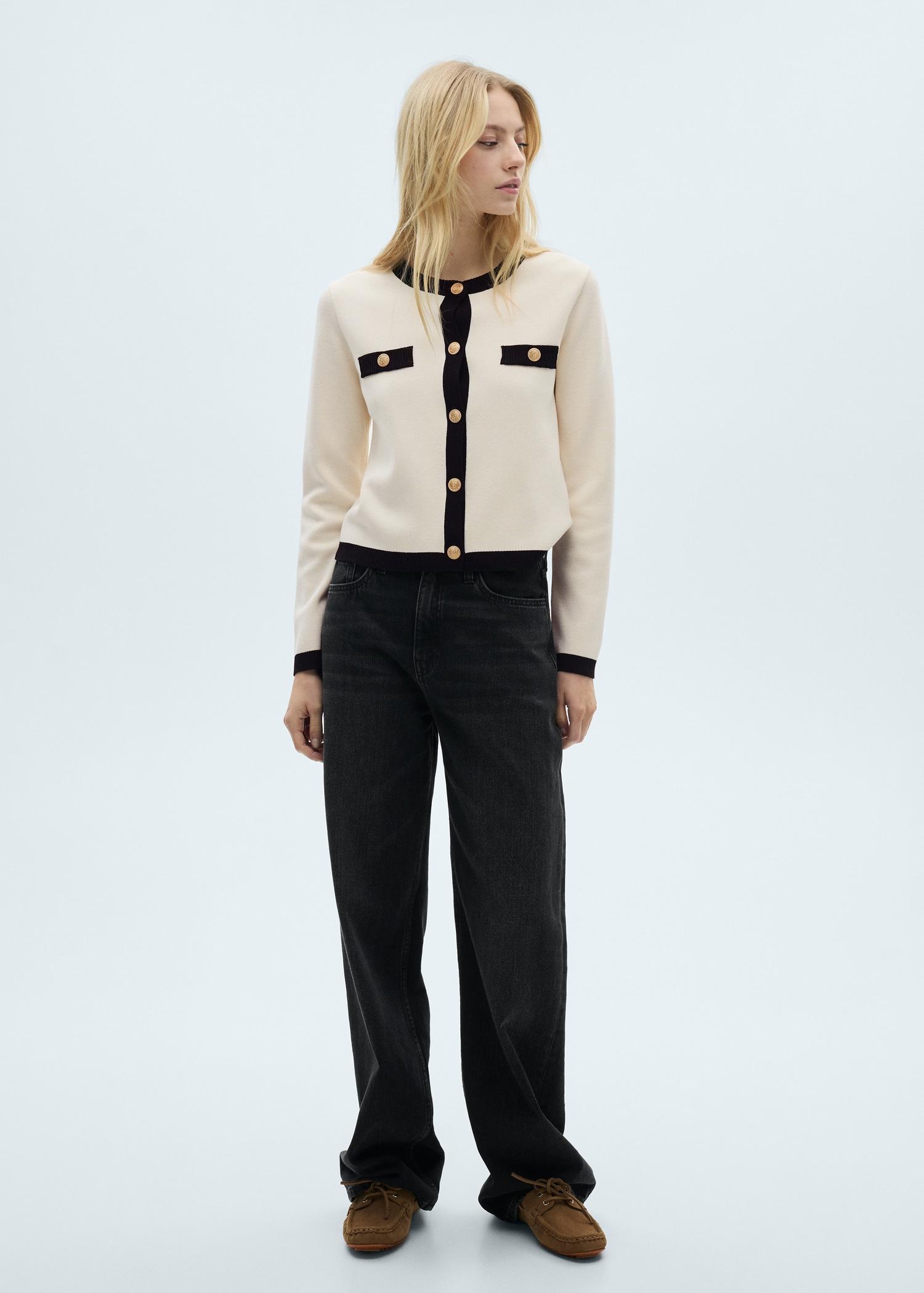 Knitted jacket with jewel buttons - Women | MANGO USA Product Image