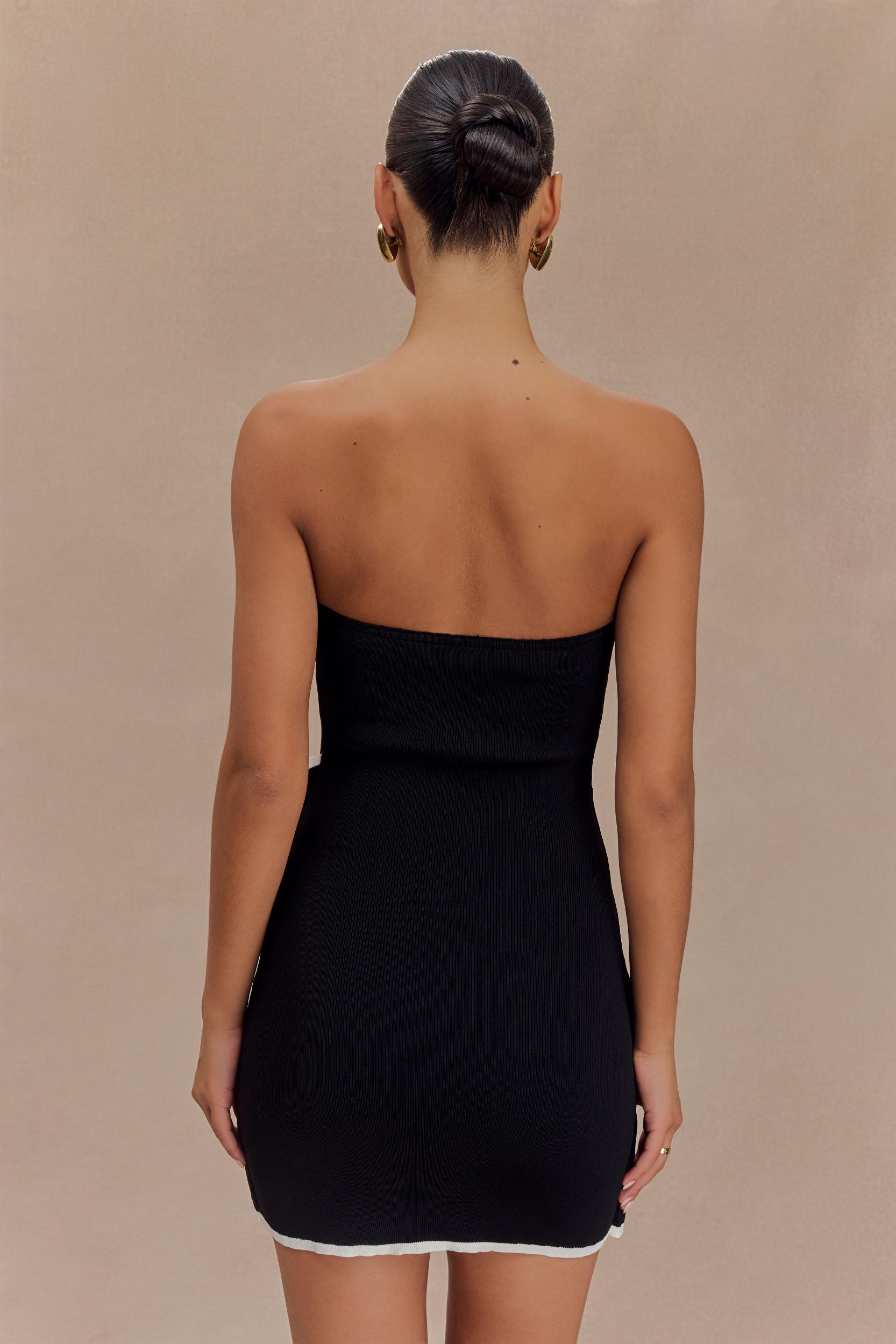 Rian Strapless Knit Mini Dress - Black Product Image