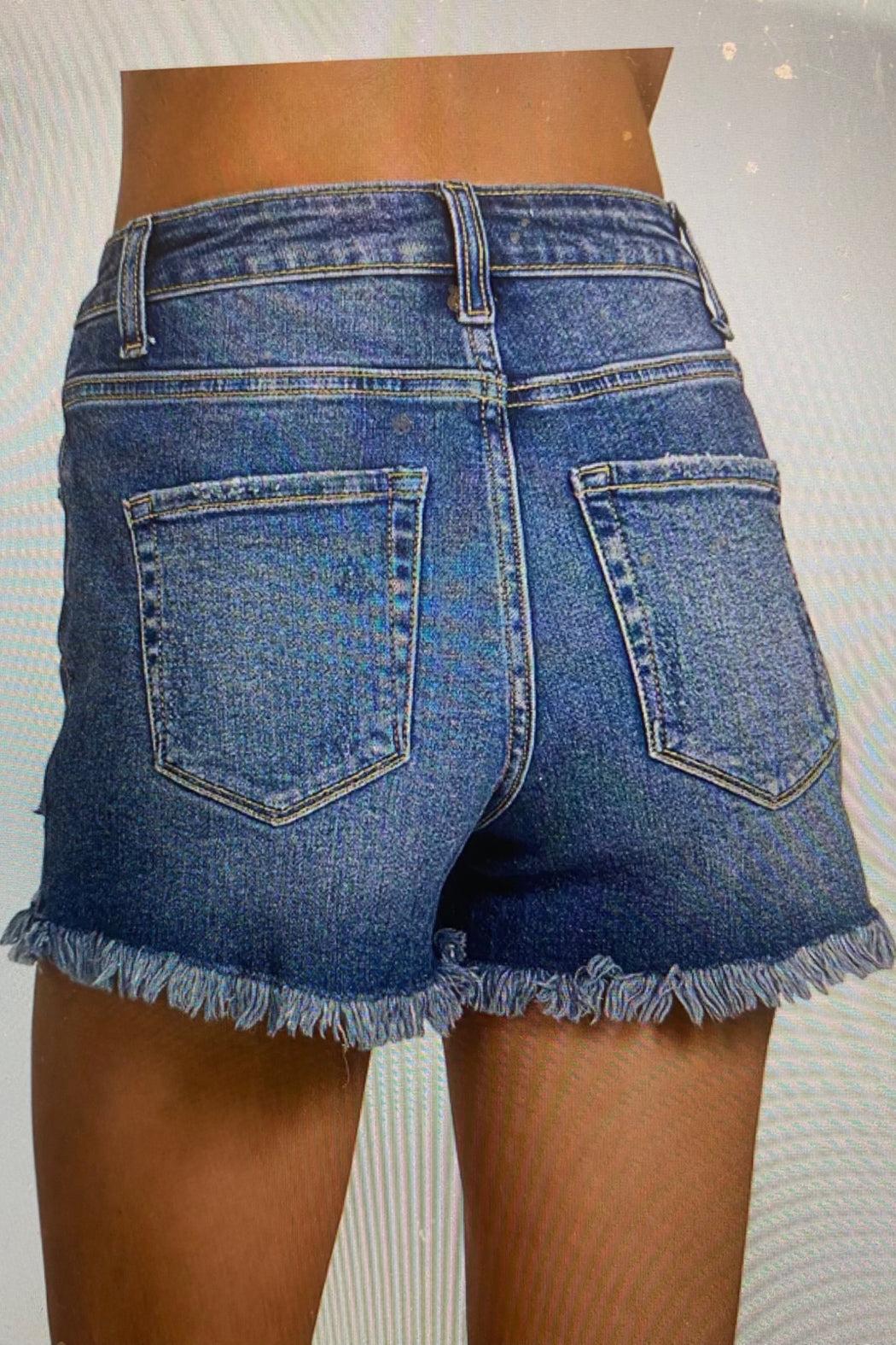 Frayed Hem Denim Short Product Image