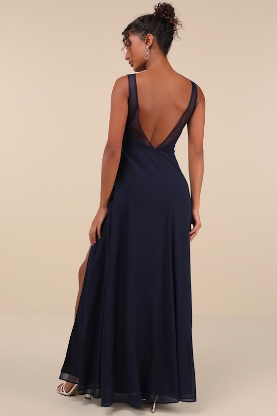 Simply Immaculate Navy Blue Backless Maxi Dress Product Image