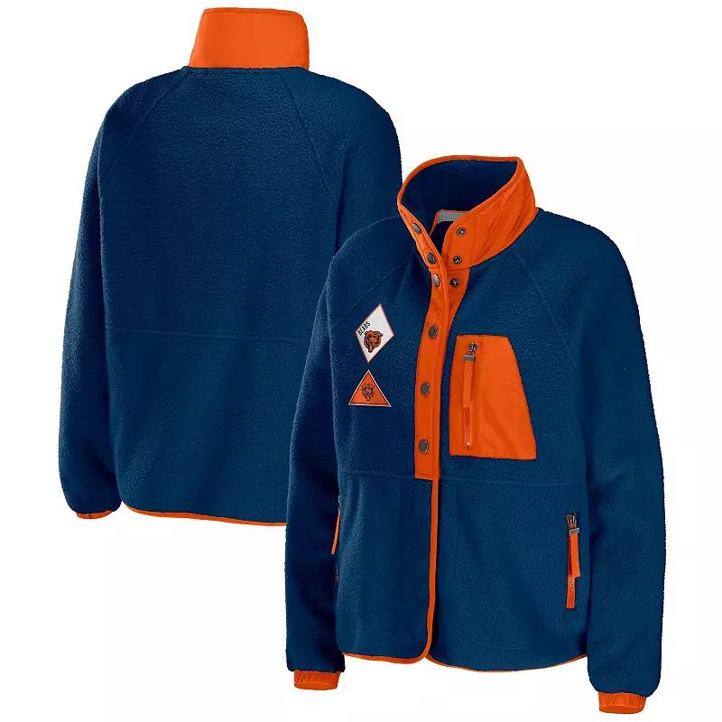 Women's WEAR by Erin Andrews Navy Chicago Bears Polar Fleece Raglan Full-Snap Jacket,  Product Image