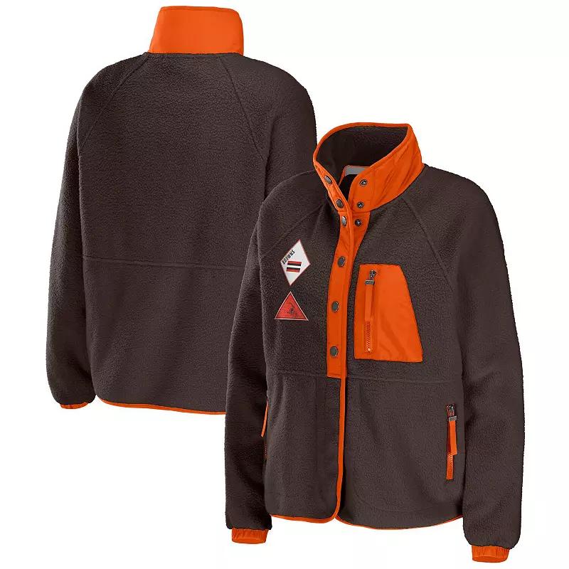 Women's WEAR by Erin Andrews Navy Chicago Bears Polar Fleece Raglan Full-Snap Jacket,  Product Image