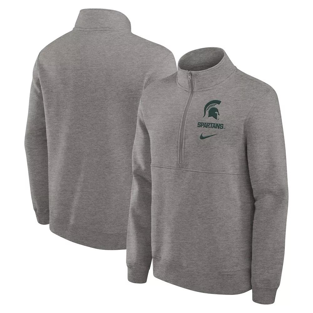 Men's Nike Heather Gray Michigan State Spartans Primetime Club Half-Zip Sweatshirt,  Product Image