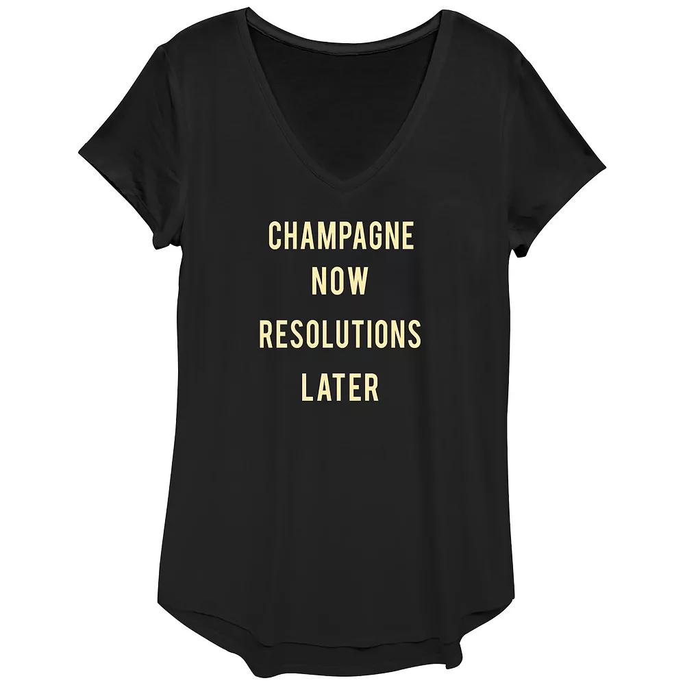 Women's Champagne Now Resolutions Later Graphic Tee,  Product Image