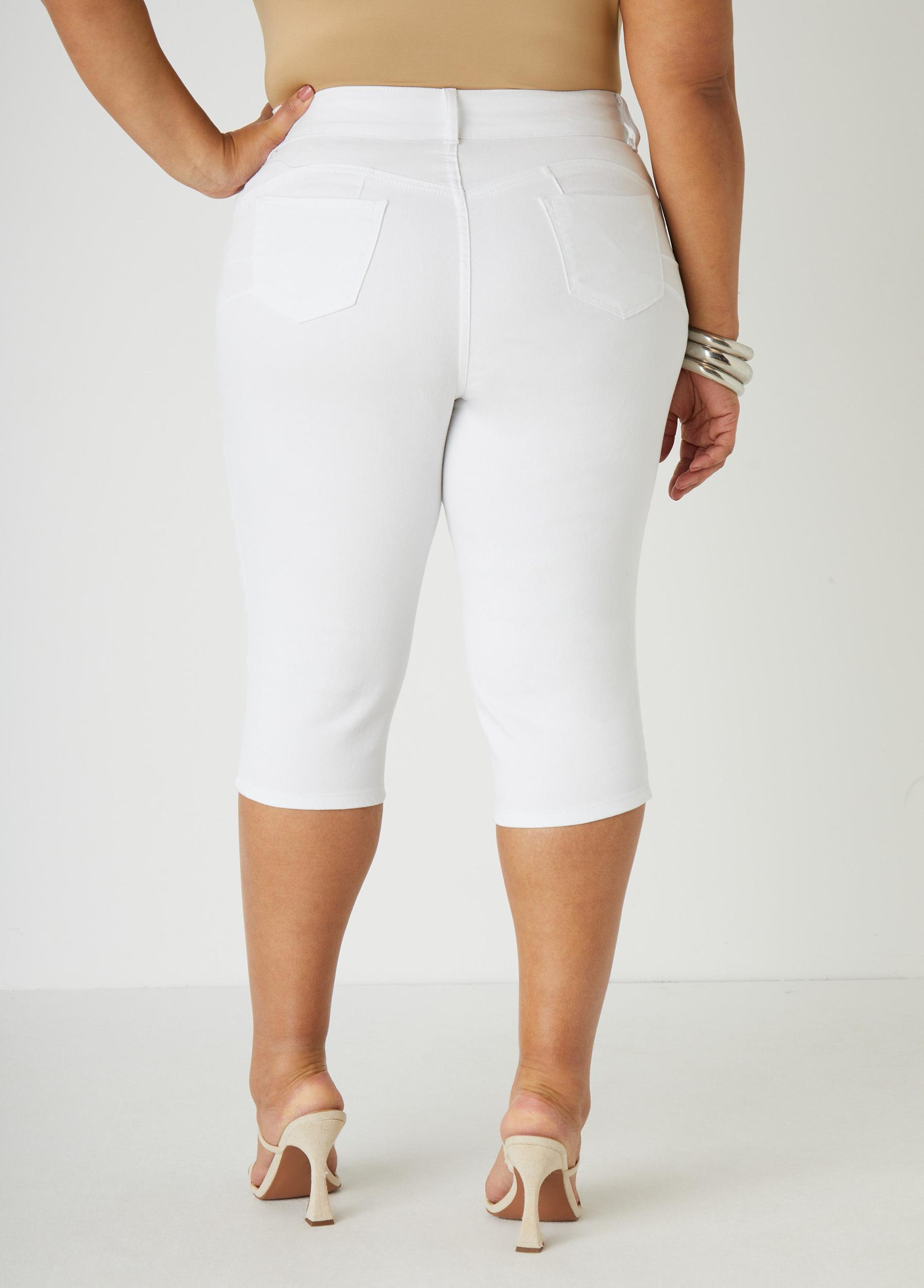 Plus Size Fearless Stretch Denim Capris Ashley Stewart Product Image