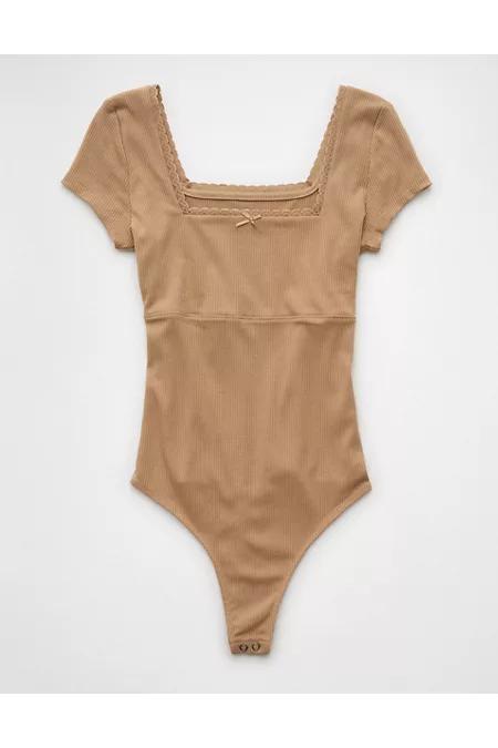 AE Short Sleeve Square Neck Bow Bodysuit Women's Product Image