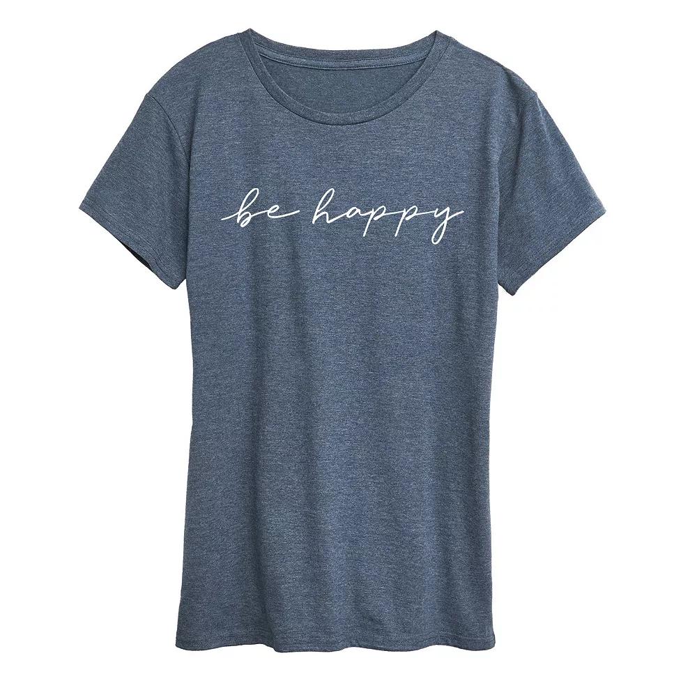 Women's Be Happy Script Graphic Tee,  Product Image