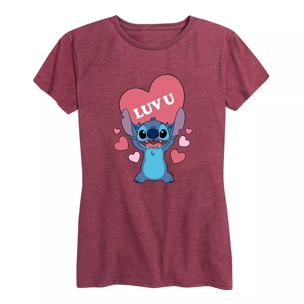 Disney's Lilo & Stitch Women's Luv U Heart Graphic Tee,  Product Image