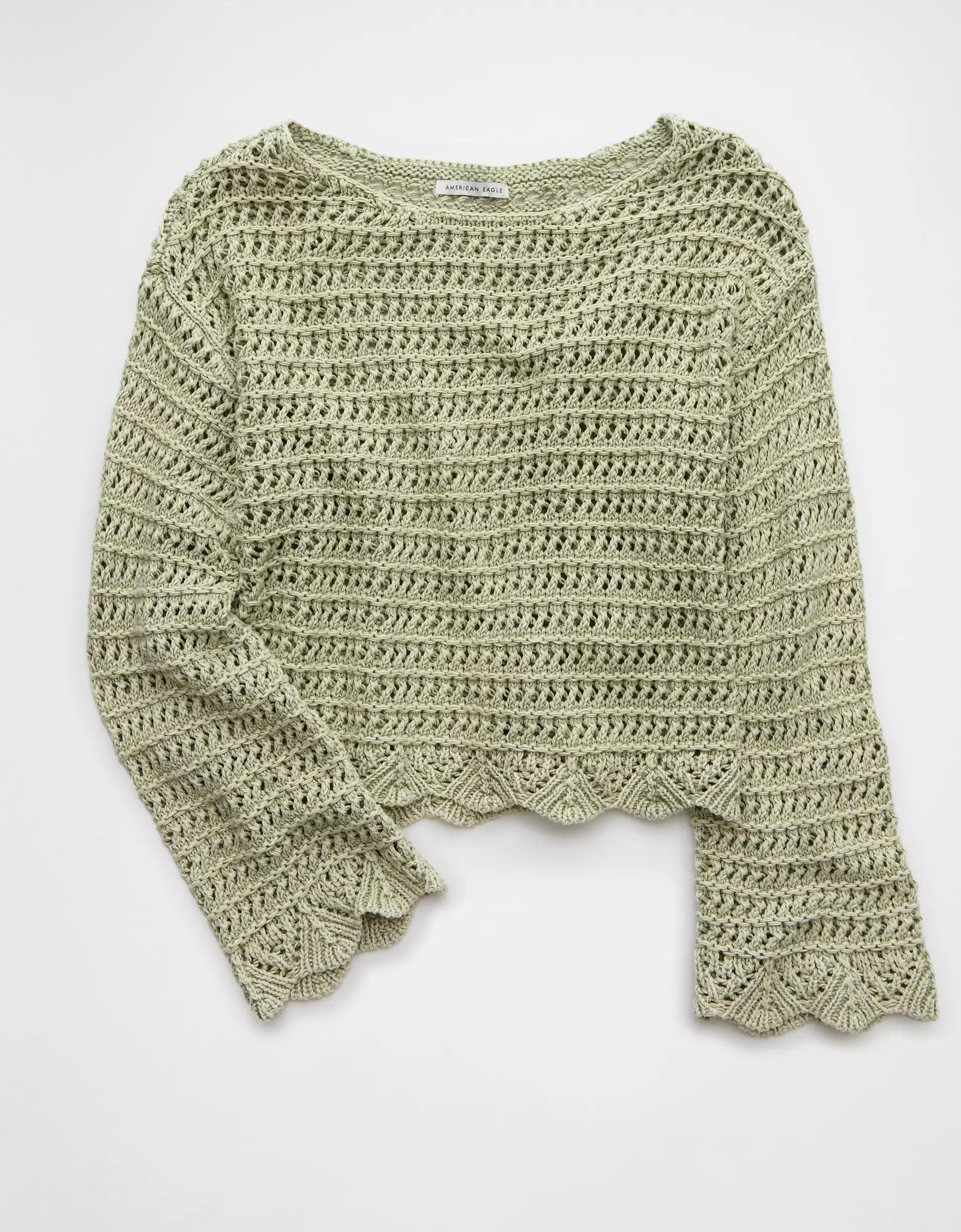 AE Ballet Neck Open Knit Sweater Product Image