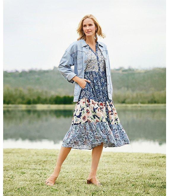 Nurture by Westbound Flap Pocket Long Sleeve Button Front Denim Jacket Product Image