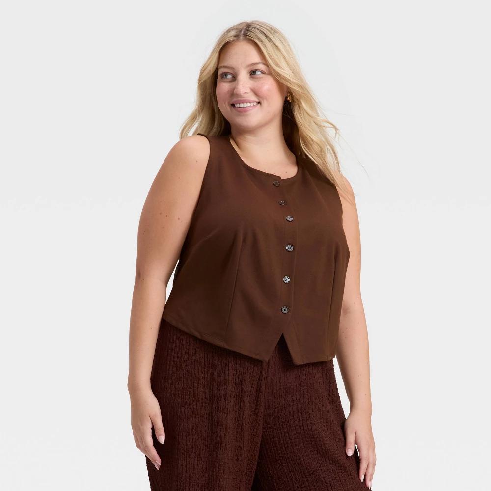 Women's Ponte Vest - A New Day™ Dark Brown 3X Product Image