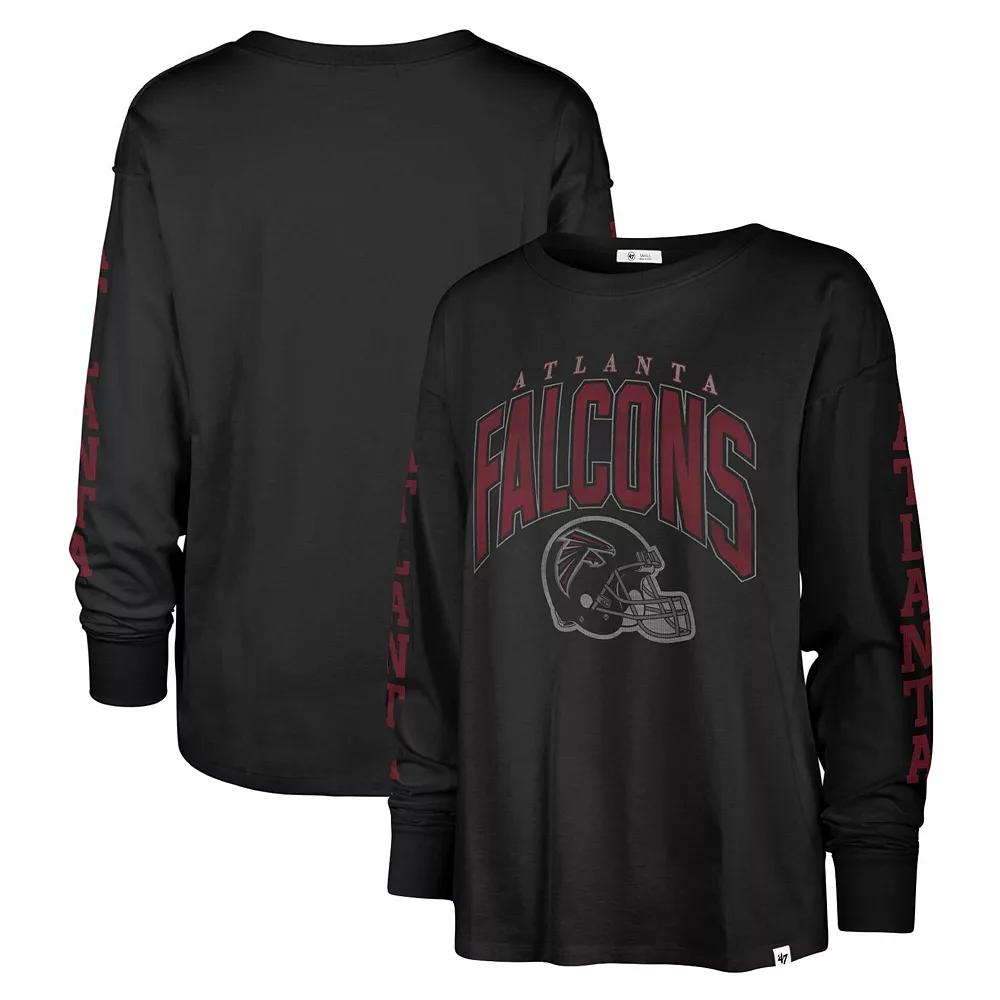 Women's '47 Black Atlanta Falcons Tom Cat Lightweight Long Sleeve T-Shirt,  Product Image