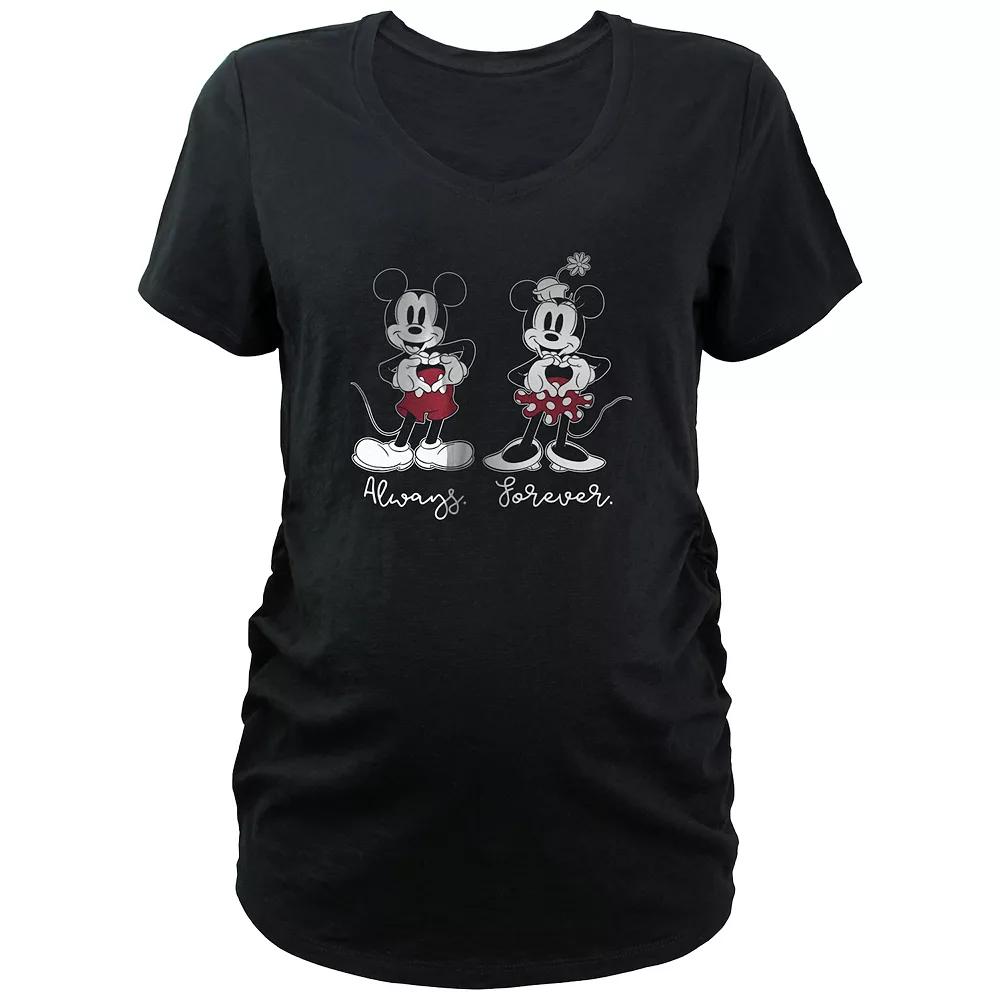 Disney's Mickey Mouse & Minnie Mouse Maternity Always Forever Love V-Neck Graphic Tee, Women's,  Product Image