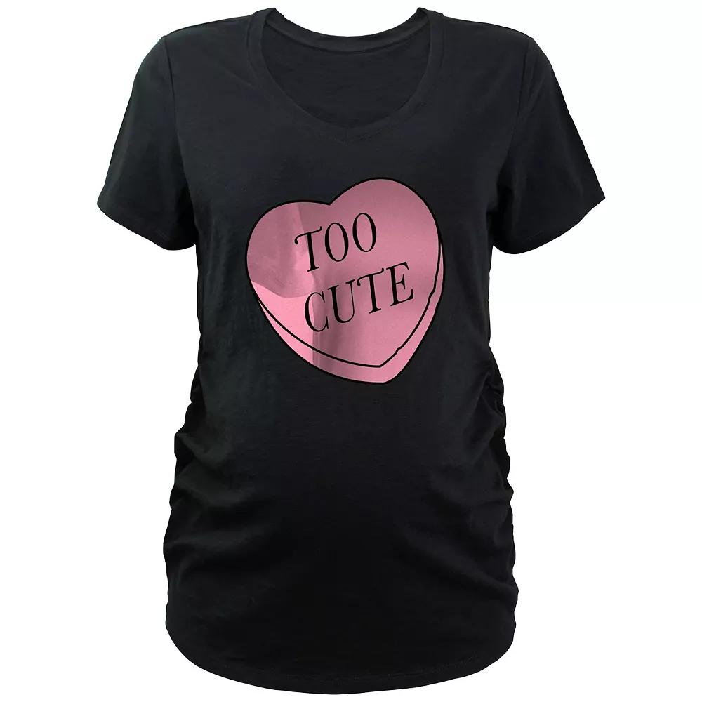 Maternity Too Cute Candy Heart V-Neck Graphic Tee, Women's,  Product Image